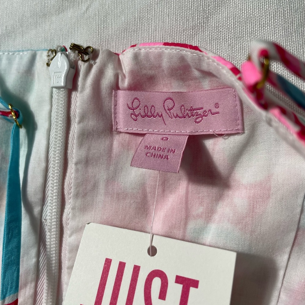 NWT Lilly Pulitzer Lenore mini Dress Blue pink Lolita with sunflow size 0 - Picture 9 of 12